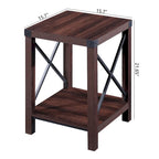Table d'appoint rustique Ledel de style ferme avec étagère de rangement