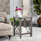 Table d'appoint rustique Ledel de style ferme avec étagère de rangement