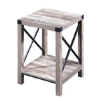 Table d'appoint rustique Ledel de style ferme avec étagère de rangement