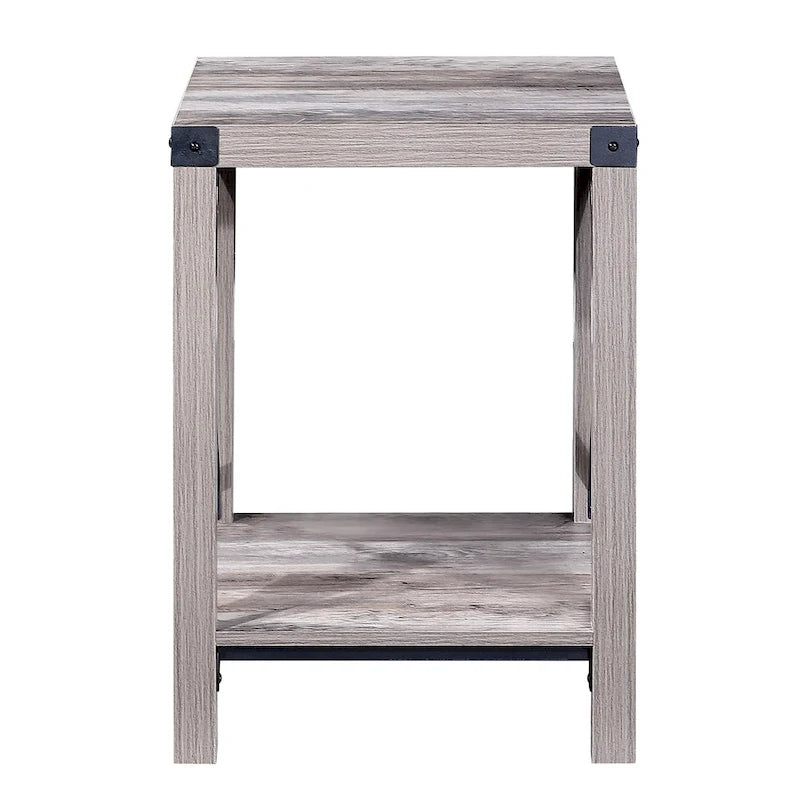 Table d'appoint rustique Ledel de style ferme avec étagère de rangement