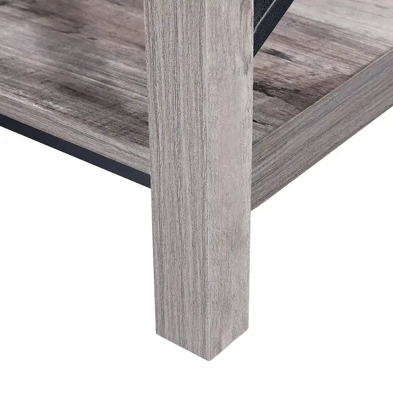 Table d'appoint rustique Ledel de style ferme avec étagère de rangement