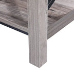 Table d'appoint rustique Ledel de style ferme avec étagère de rangement