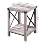 Table d'appoint rustique Ledel de style ferme avec étagère de rangement