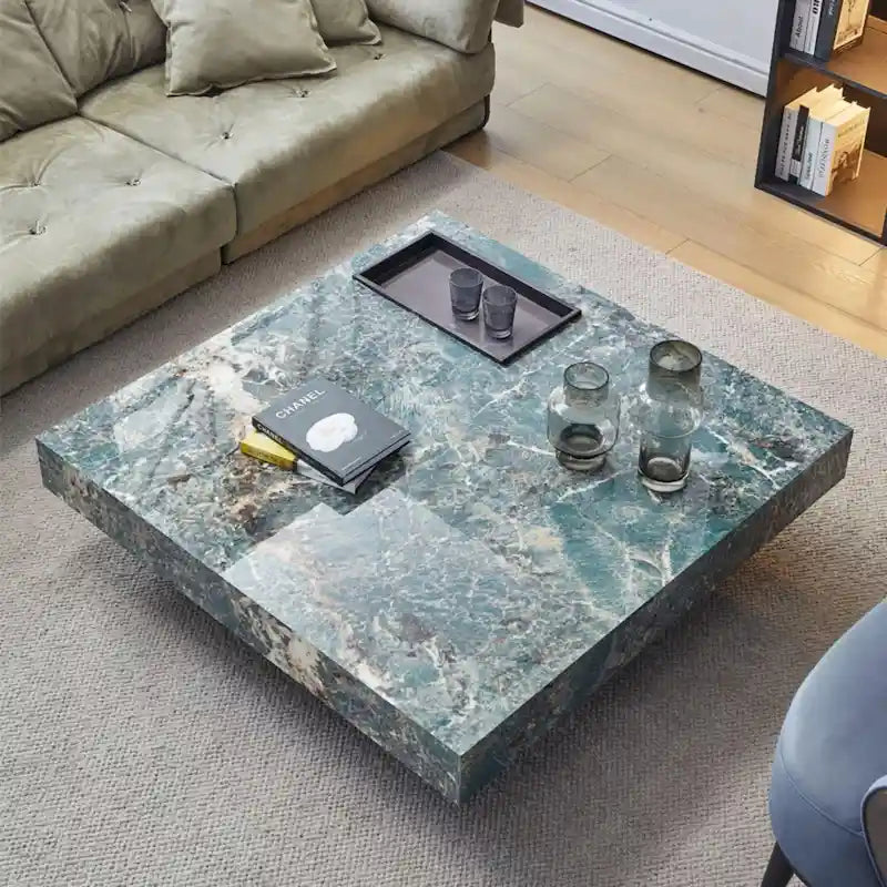 Table basse carrée JASIWAY de luxe léger en pierre frittée