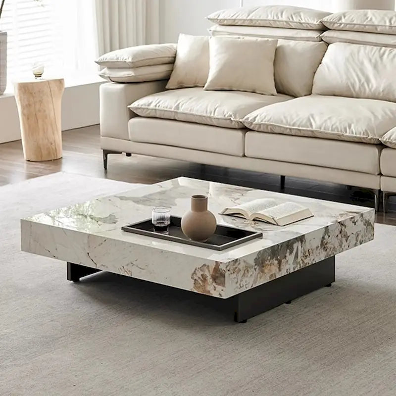 Table basse carrée JASIWAY de luxe léger en pierre frittée