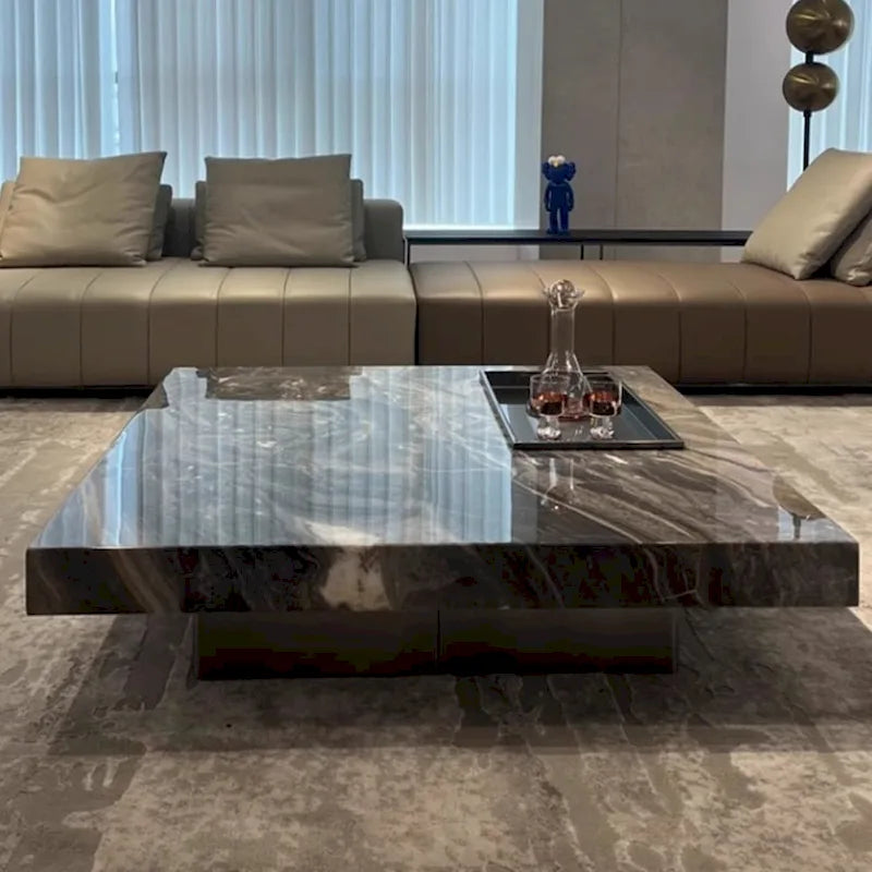 Table basse carrée JASIWAY de luxe léger en pierre frittée