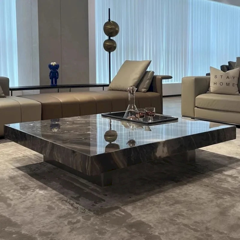 Table basse carrée JASIWAY de luxe léger en pierre frittée