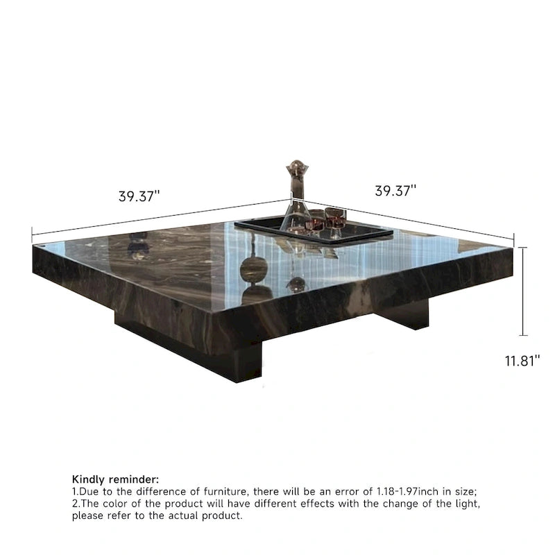 Table basse carrée JASIWAY de luxe léger en pierre frittée