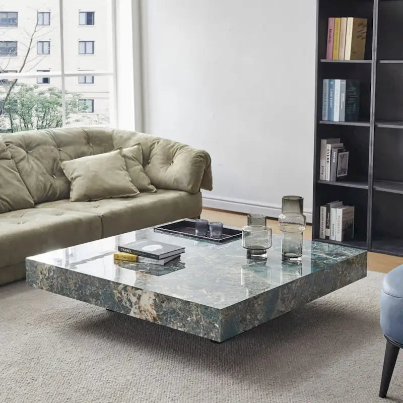 Table basse carrée JASIWAY de luxe léger en pierre frittée