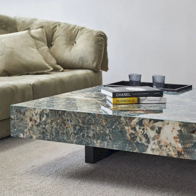 Table basse carrée JASIWAY de luxe léger en pierre frittée
