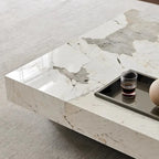 Table basse carrée JASIWAY de luxe léger en pierre frittée