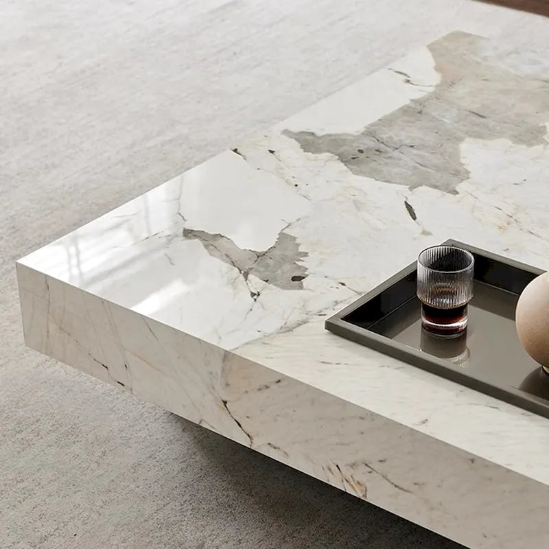 Table basse carrée JASIWAY de luxe léger en pierre frittée