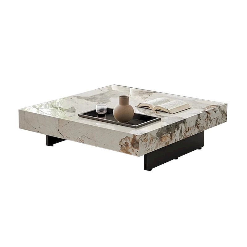 Table basse carrée JASIWAY de luxe léger en pierre frittée