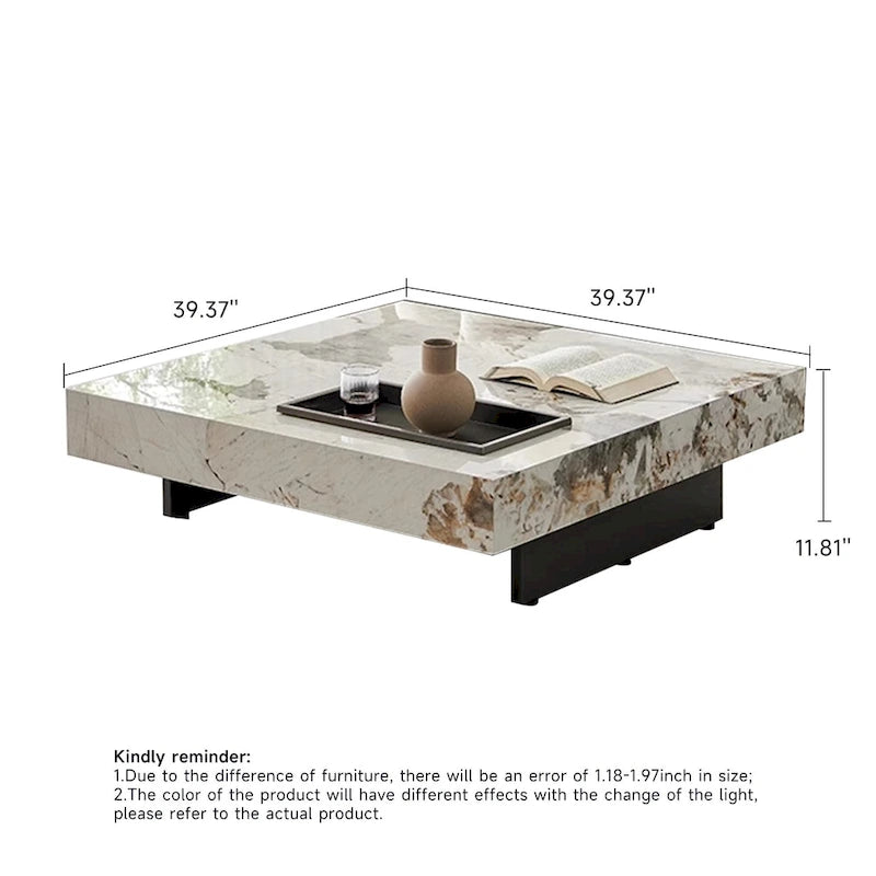 Table basse carrée JASIWAY de luxe léger en pierre frittée
