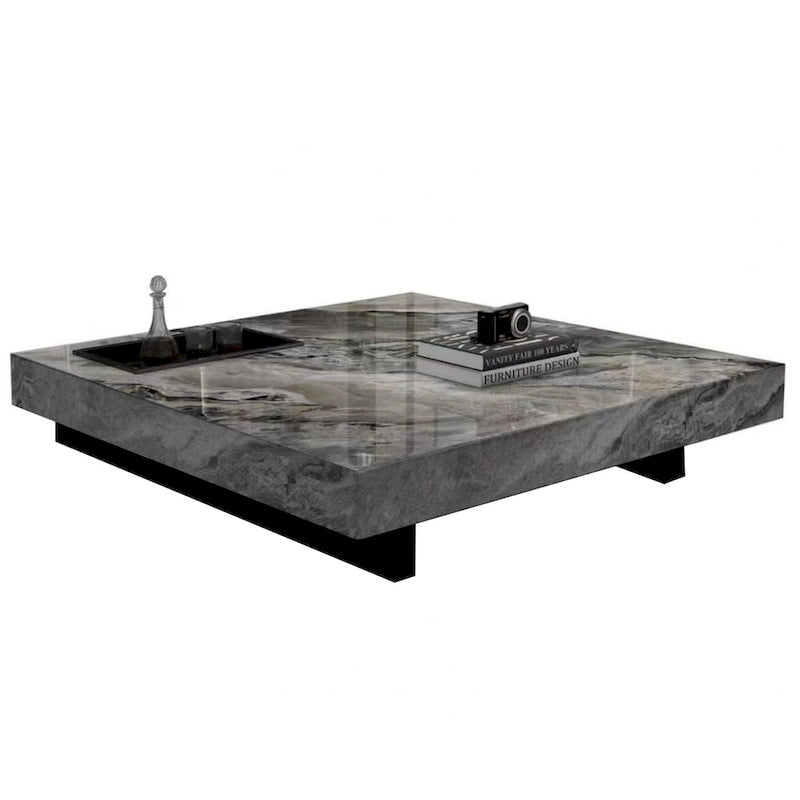 Table basse carrée JASIWAY de luxe léger en pierre frittée