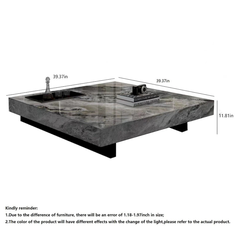 Table basse carrée JASIWAY de luxe léger en pierre frittée