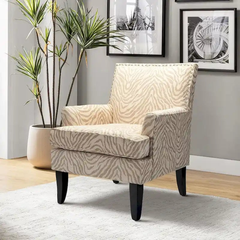 Fauteuil campagnard français – Multicolore, clous décoratifs, siège unique