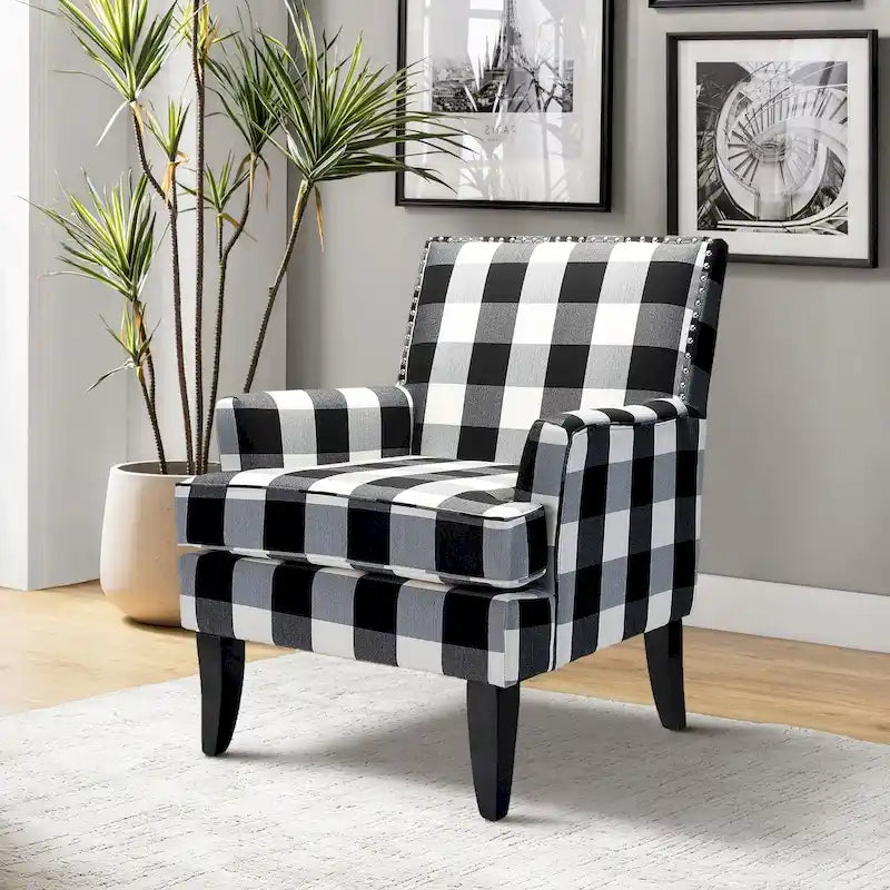 Fauteuil campagnard français – Multicolore, clous décoratifs, siège unique