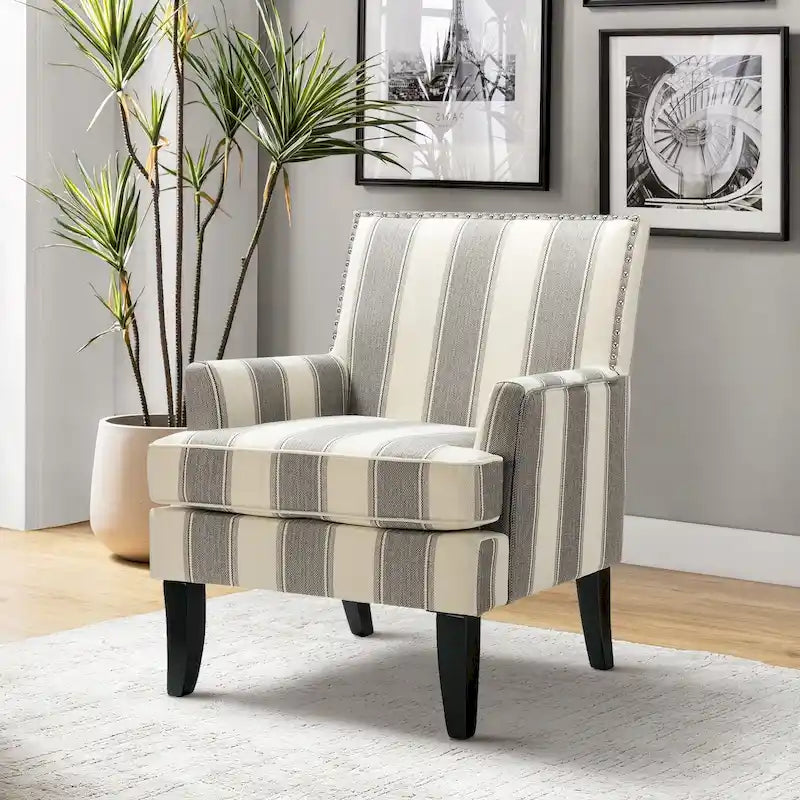 Fauteuil campagnard français – Multicolore, clous décoratifs, siège unique