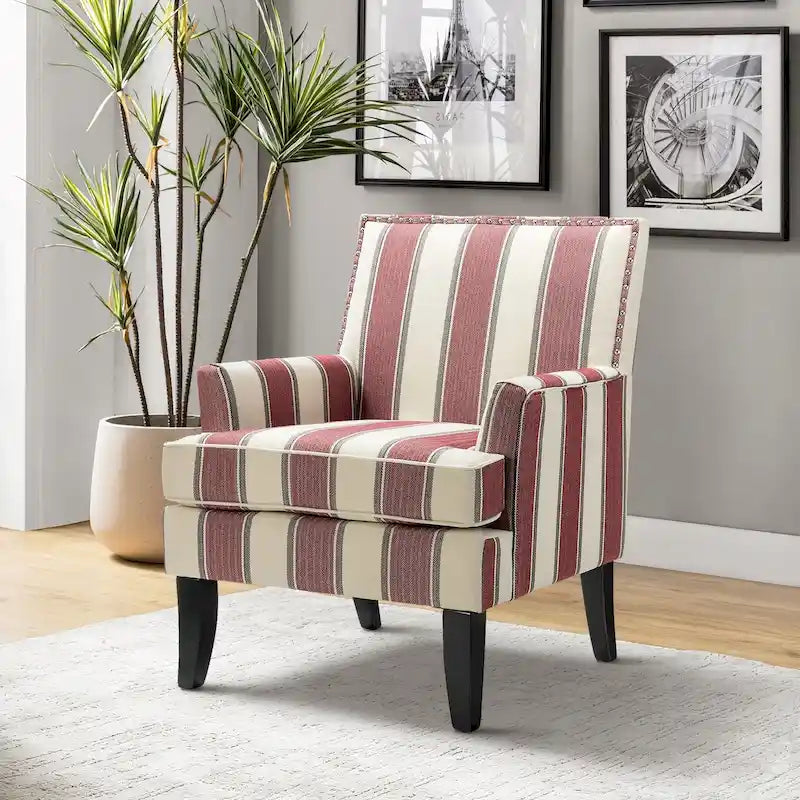 Fauteuil campagnard français – Multicolore, clous décoratifs, siège unique