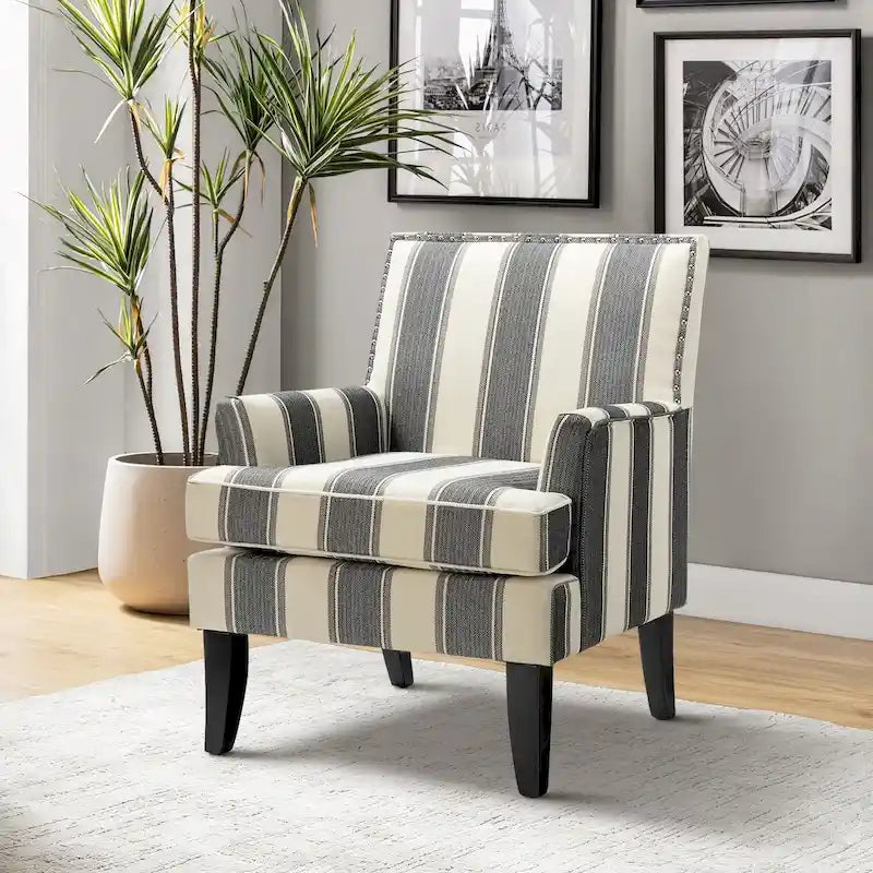Fauteuil campagnard français – Multicolore, clous décoratifs, siège unique