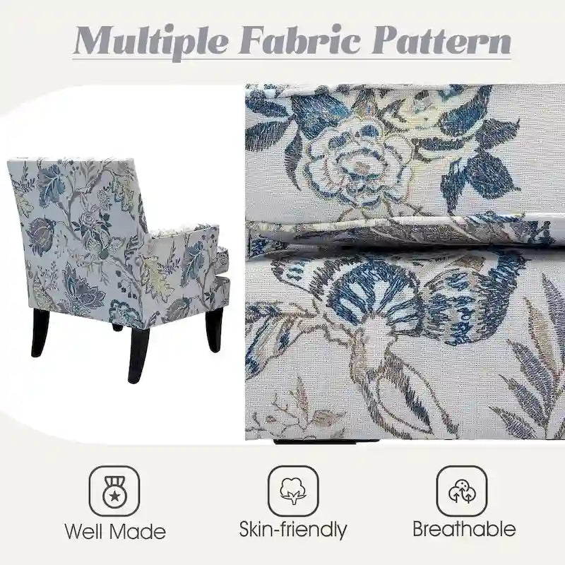 Fauteuil campagnard français – Multicolore, clous décoratifs, siège unique