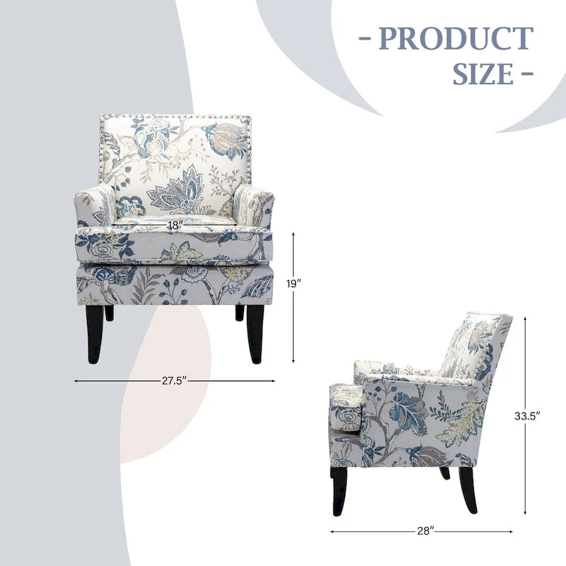 Fauteuil campagnard français – Multicolore, clous décoratifs, siège unique