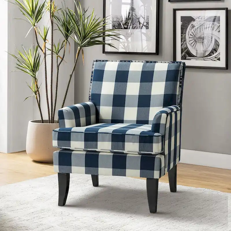 Fauteuil campagnard français – Multicolore, clous décoratifs, siège unique