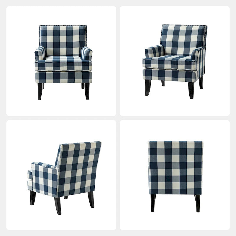 Fauteuil campagnard français – Multicolore, clous décoratifs, siège unique