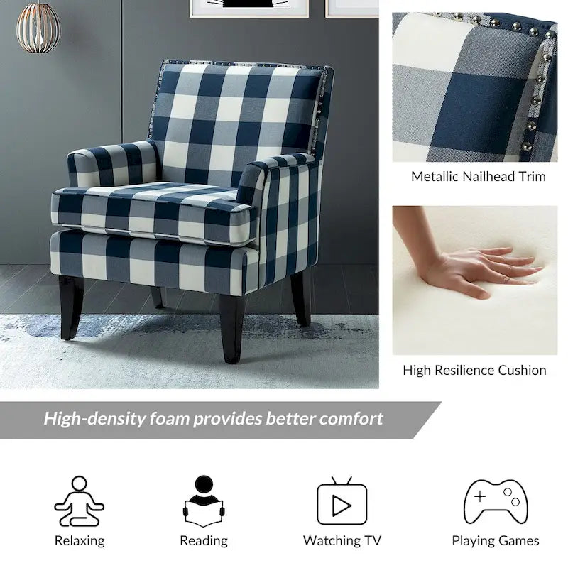 Fauteuil campagnard français – Multicolore, clous décoratifs, siège unique