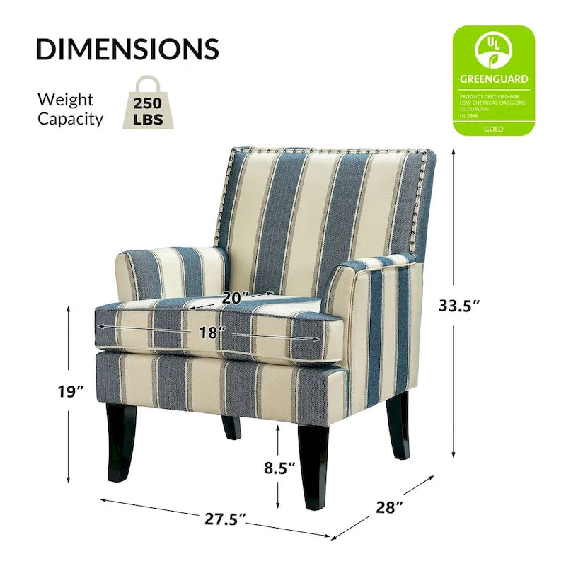 Fauteuil campagnard français – Multicolore, clous décoratifs, siège unique