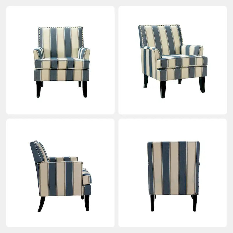 Fauteuil campagnard français – Multicolore, clous décoratifs, siège unique