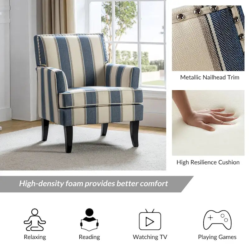 Fauteuil campagnard français – Multicolore, clous décoratifs, siège unique