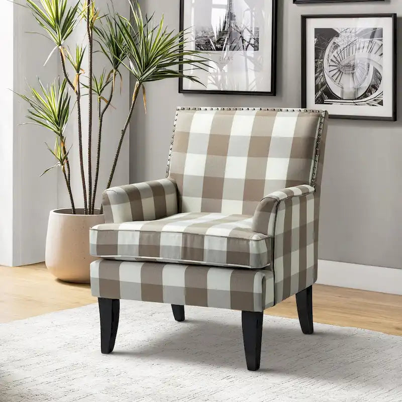 Fauteuil campagnard français – Multicolore, clous décoratifs, siège unique