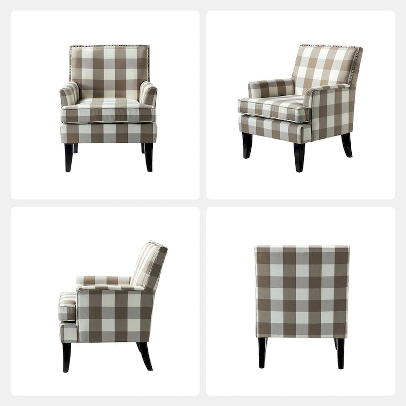 Fauteuil campagnard français – Multicolore, clous décoratifs, siège unique