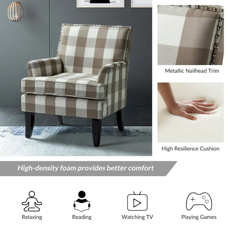 Fauteuil campagnard français – Multicolore, clous décoratifs, siège unique