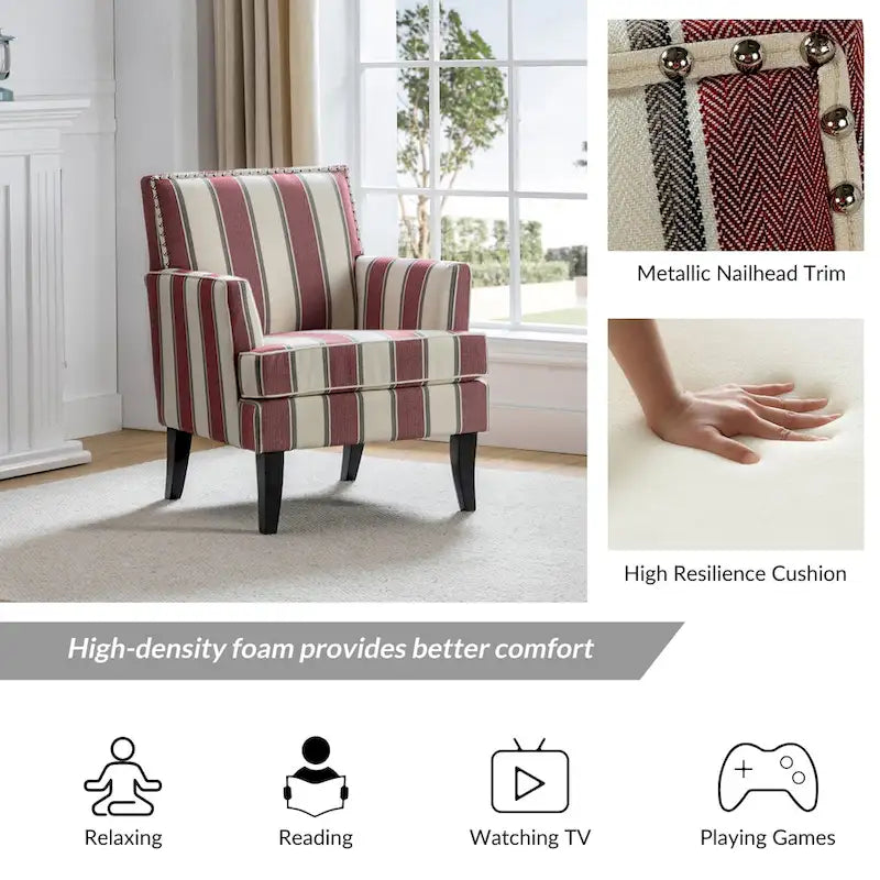 Fauteuil campagnard français – Multicolore, clous décoratifs, siège unique