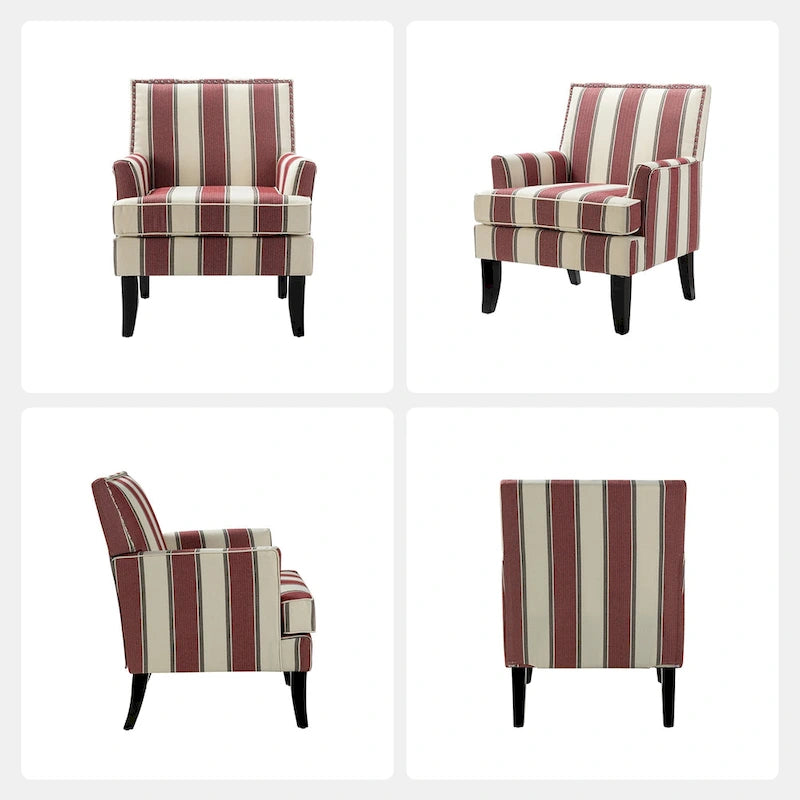 Fauteuil campagnard français – Multicolore, clous décoratifs, siège unique