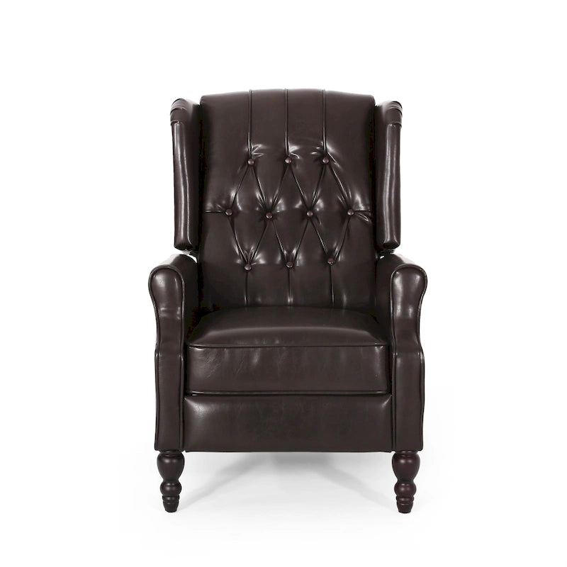 Fauteuil club inclinable avec dossier marron en similicuir pour 1 personne