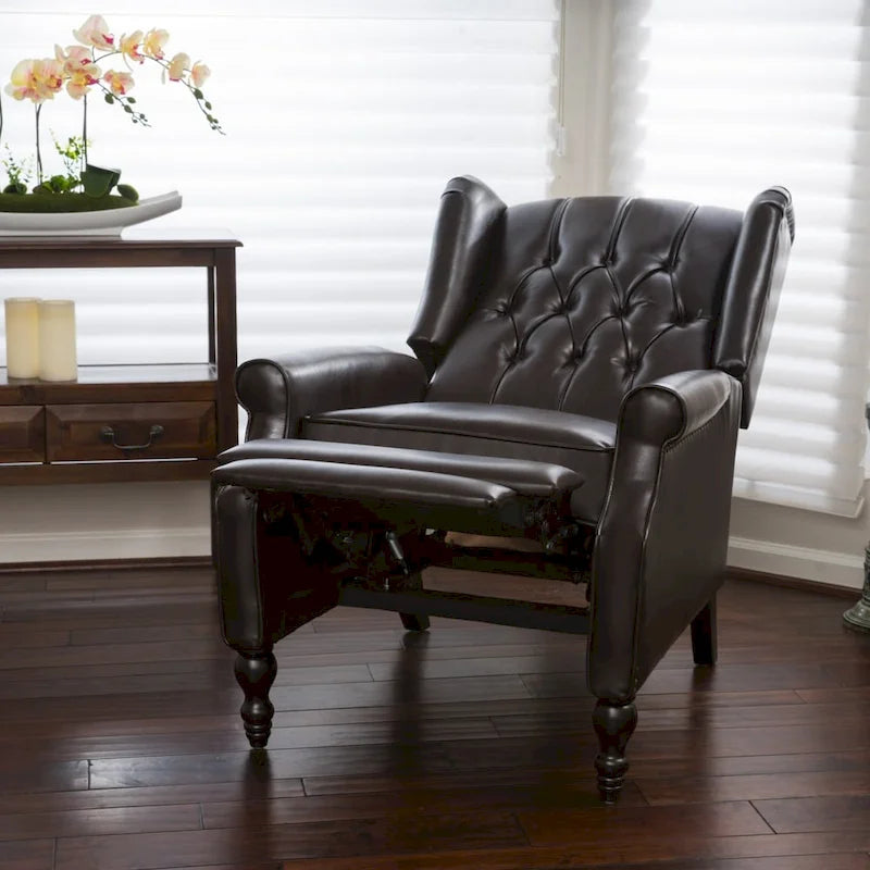Fauteuil club inclinable avec dossier marron en similicuir pour 1 personne