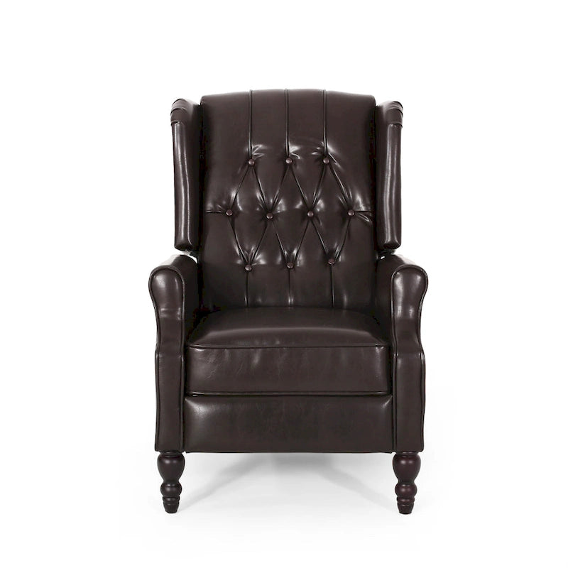 Fauteuil club inclinable avec dossier marron en similicuir pour 1 personne