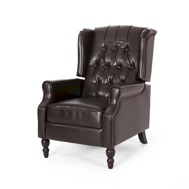 Fauteuil club inclinable avec dossier marron en similicuir pour 1 personne