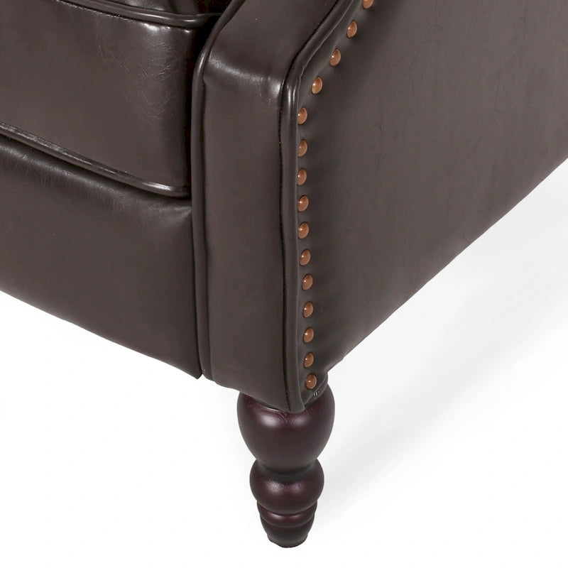 Fauteuil club inclinable avec dossier marron en similicuir pour 1 personne