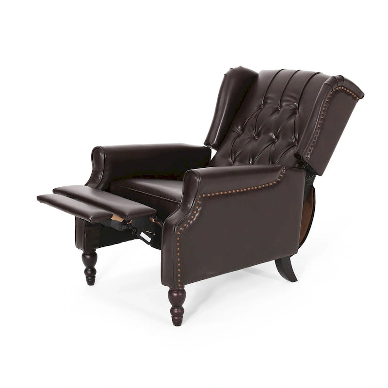 Fauteuil club inclinable avec dossier marron en similicuir pour 1 personne