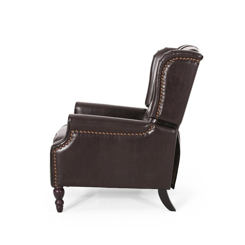 Fauteuil club inclinable avec dossier marron en similicuir pour 1 personne