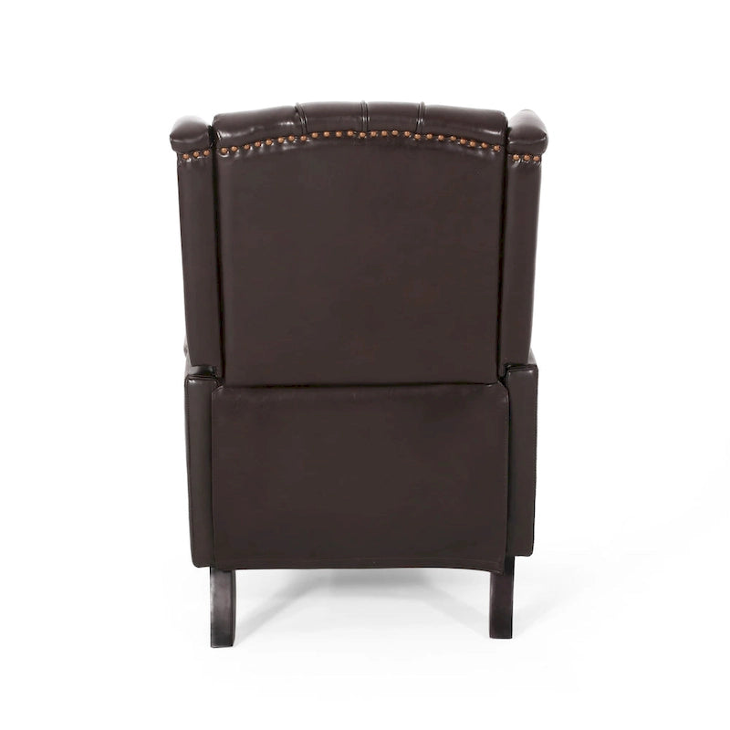 Fauteuil club inclinable avec dossier marron en similicuir pour 1 personne