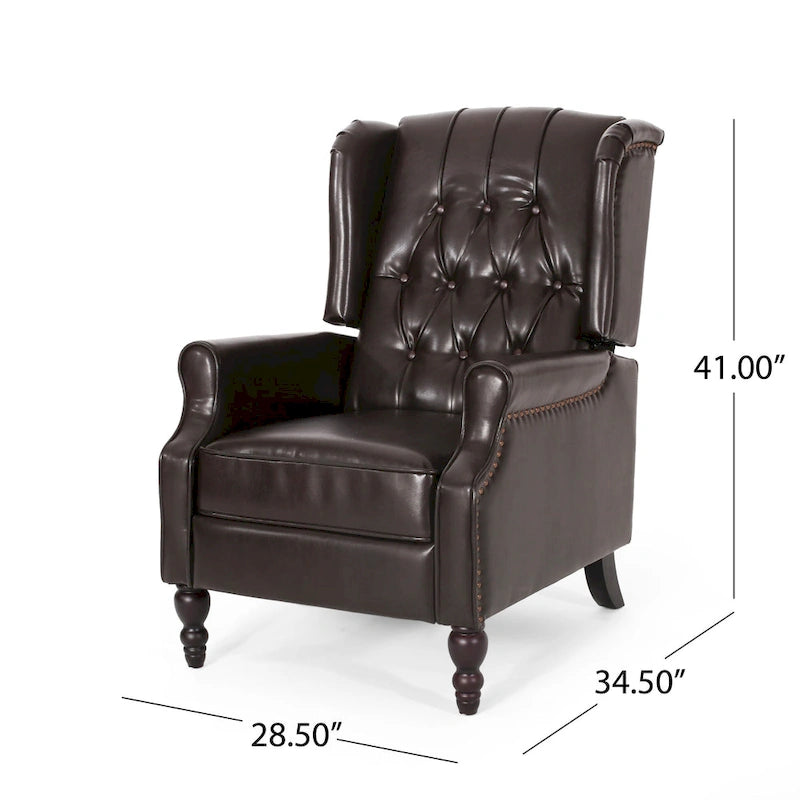 Fauteuil club inclinable avec dossier marron en similicuir pour 1 personne