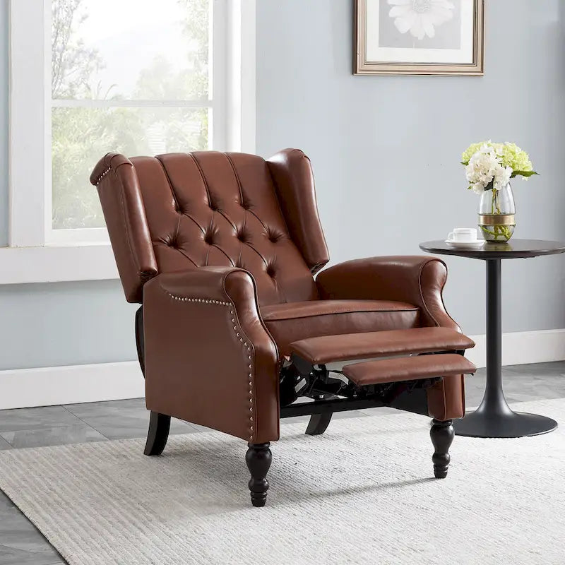 Fauteuil club inclinable avec dossier marron en similicuir pour 1 personne