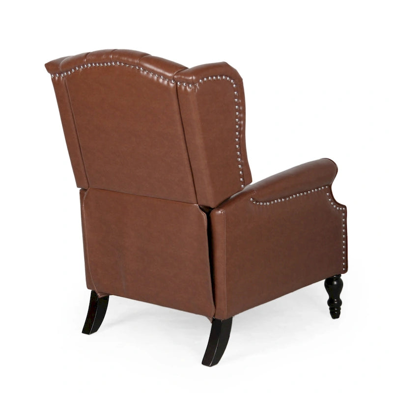 Fauteuil club inclinable avec dossier marron en similicuir pour 1 personne