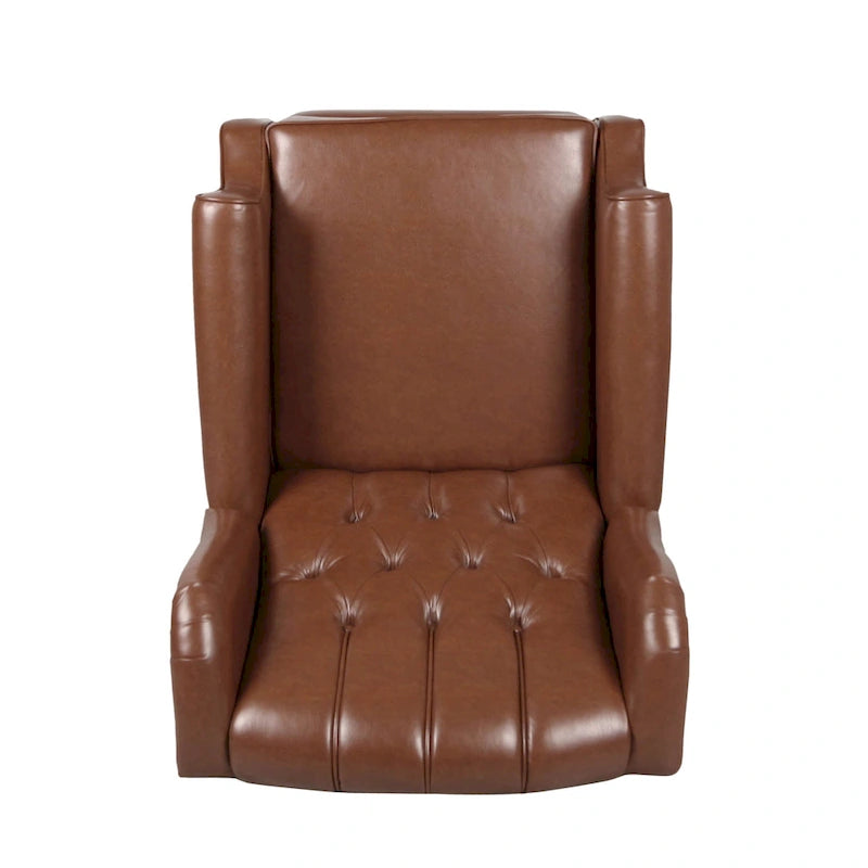 Fauteuil club inclinable avec dossier marron en similicuir pour 1 personne